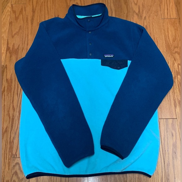 Men’s XL Two Tone Recycled Polyester PATAGONIA Snap Button Fleece Synchilla - Picture 15 of 16